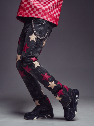 Guapi Wine Red Stars Denim