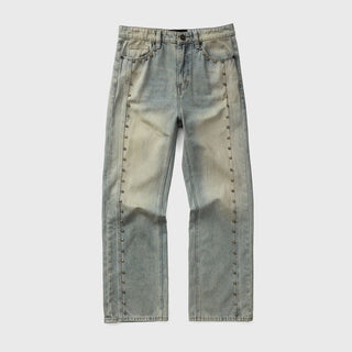Homme Femme Studded Denim Stone Blue