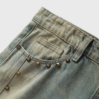 Homme Femme Studded Denim Stone Blue