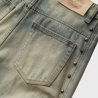 Homme Femme Studded Denim Stone Blue