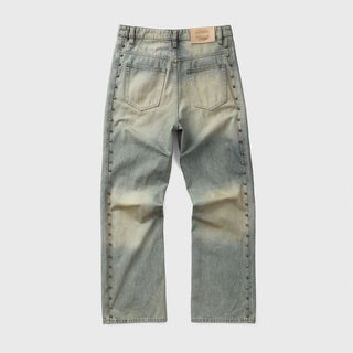 Homme Femme Studded Denim Stone Blue