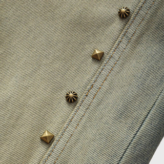 Homme Femme Studded Denim Stone Blue