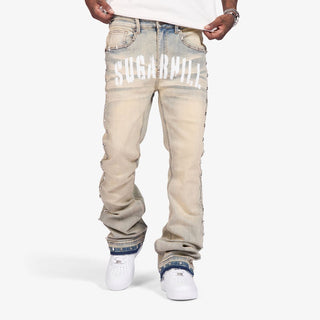 Sugarhill  "DALLAS" STACKED JEANS (WHEAT FADE)