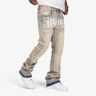 Sugarhill  "DALLAS" STACKED JEANS (WHEAT FADE)