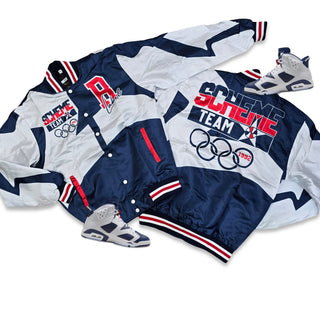 RETRO LABEL SCHEME TEAM SATIN JACKET (Retro 6 OLYMPIC)