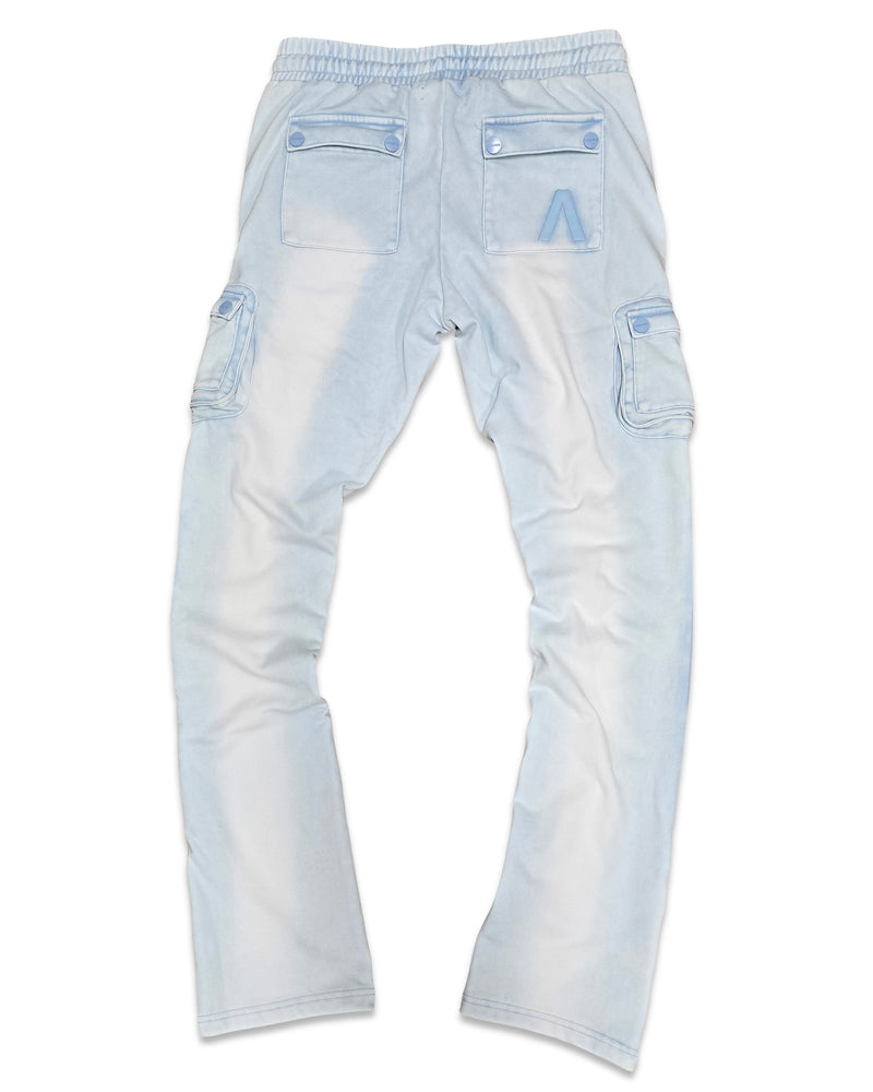 AOLOGNE STAND ALONE WASH STACKED CARGO JOGGERS (POWDER BLUE)