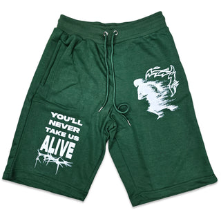 Retro Label ALIVE Shorts (Retro 4 green oxide)