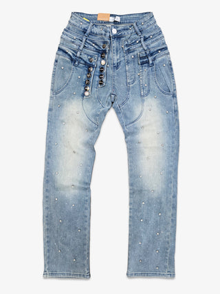 PHEELINGS Come Home Rhinestone Straight Leg DENIM (Light Blue)