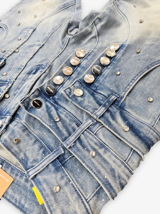 PHEELINGS Come Home Rhinestone Straight Leg DENIM (Light Blue)