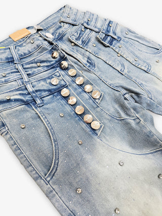 PHEELINGS Come Home Rhinestone Straight Leg DENIM (Light Blue)
