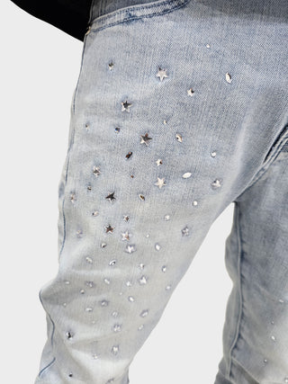 PHEELINGS Milkyway Rhinestone SKINNY DENIM (Light Blue)