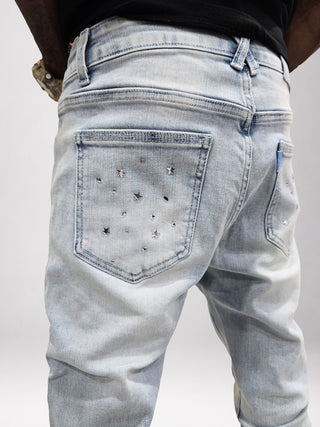 PHEELINGS Milkyway Rhinestone SKINNY DENIM (Light Blue)