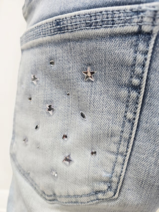 PHEELINGS Milkyway Rhinestone SKINNY DENIM (Light Blue)