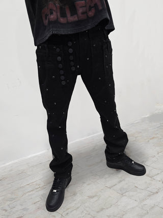 PHEELINGS Come Home Rhinestone Straight Leg DENIM (Jet Black)