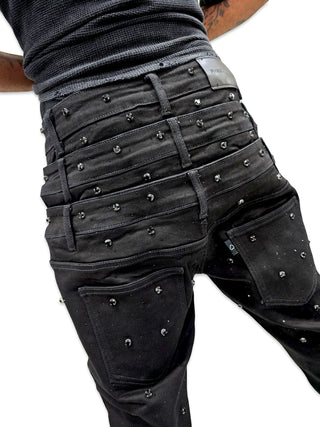PHEELINGS Come Home Rhinestone Straight Leg DENIM (Jet Black)