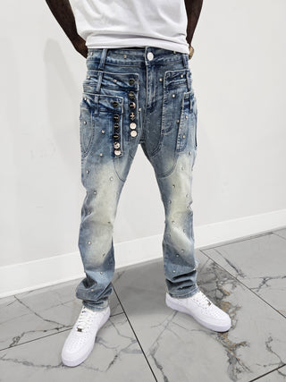 PHEELINGS Come Home Rhinestone Straight Leg DENIM (Light Blue)