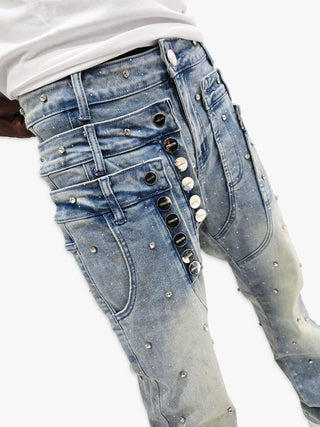 PHEELINGS Come Home Rhinestone Straight Leg DENIM (Light Blue)