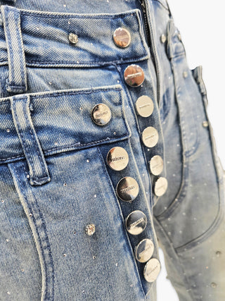 PHEELINGS Come Home Rhinestone Straight Leg DENIM (Light Blue)