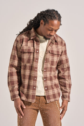Aologne "LONELY PATH" FLANNEL (BROWN)