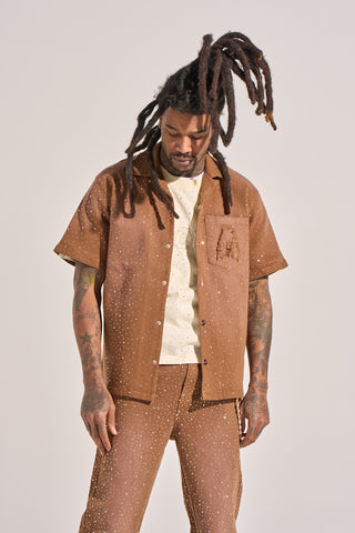 Aologne "LIGHT THE WAY" BUTTON UP (BROWN)