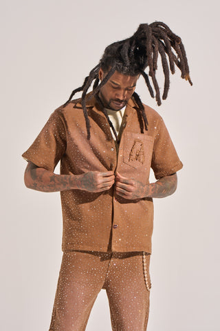 Aologne "LIGHT THE WAY" BUTTON UP (BROWN)