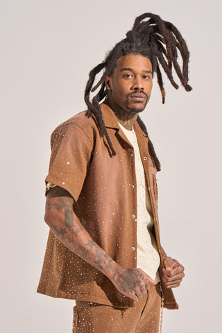 Aologne "LIGHT THE WAY" BUTTON UP (BROWN)