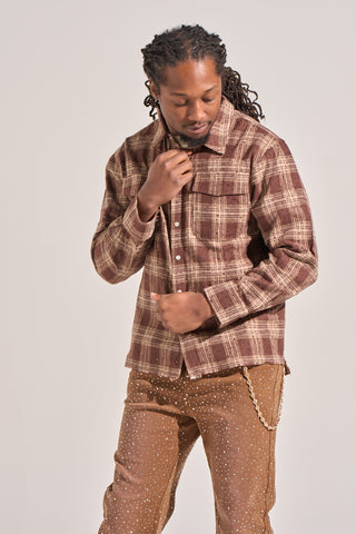 Aologne "LONELY PATH" FLANNEL (BROWN)
