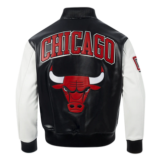 Pro Standard NBA CHICAGO BULLS CITY SIGNATURE MEN'S LEATHER VARSITY JACKET (Black)