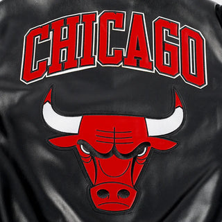 Pro Standard NBA CHICAGO BULLS CITY SIGNATURE MEN'S LEATHER VARSITY JACKET (Black)