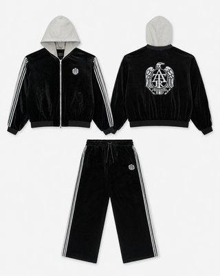 RTA Rei Bomber Hoodie | Black Crest & Luxen Baggy Sweatpants | Black Crest