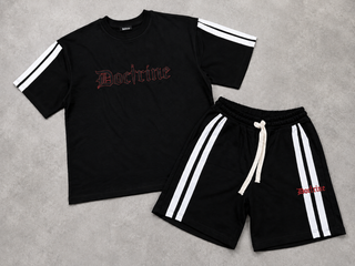 Doctrine PRINTED DOUBLE STRIPE TEE & SHORTS (Black)