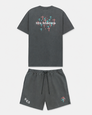 RTA Clyde Short & Colin Oversized Tee | Vintage Black Old English La