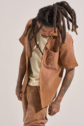 Aologne "LIGHT THE WAY" BUTTON UP (BROWN)