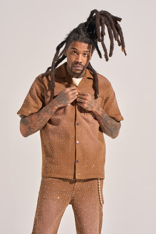 Aologne "LIGHT THE WAY" BUTTON UP (BROWN)