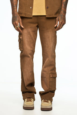 AOLOGNE LEFT STANDING BROWN PANTS (BROWN)