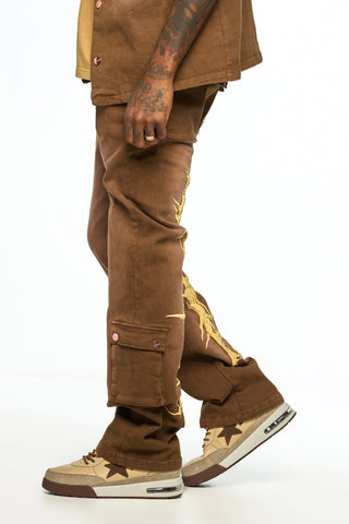 AOLOGNE LEFT STANDING BROWN PANTS (BROWN)