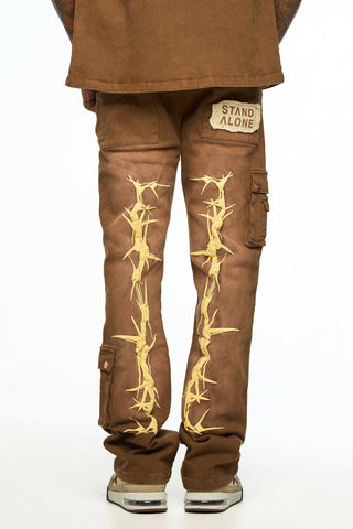 AOLOGNE LEFT STANDING BROWN PANTS (BROWN)