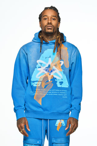 AOLOGNE NEVER ALONE BLUE HOODIE (BLUE)