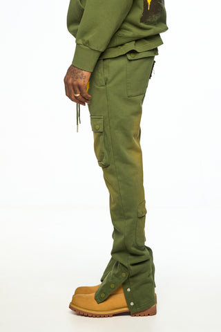 AOLOGNE LEAVE ME AOLOGNE OLIVE STACK JOGGERS (OLIVE)