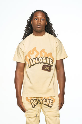 AOLOGNE LEAVE ME AOLOGNE CREAM SS TEE (CREAM)