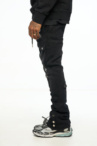 AOLOGNE LONELY WORLD BLACK STACK JOGGERS (BLACK)