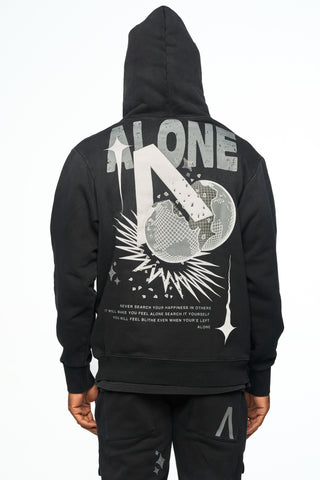 AOLOGNE LONELY WORLD BLACK HOODIE (BLACK)