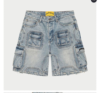 Godspeed Octagon Cargo Denim Shorts (Blue)