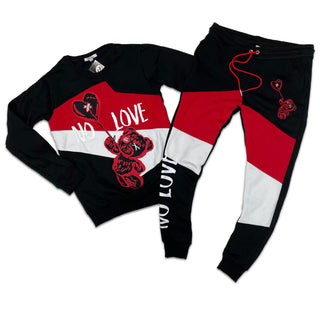 RETRO LABEL NO LOVE CREWNECK & JOGGER SET (RETRO 1 BRED PATENT)