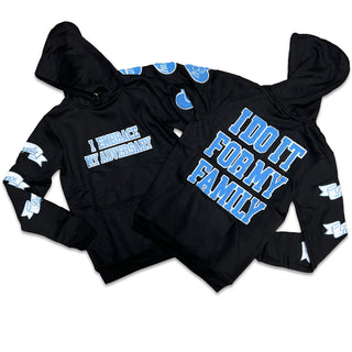 RETRO LABEL Family HOODIE (RETRO 5 UNC UNIVERSITY BLUE)