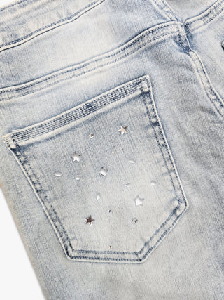 PHEELINGS Milkyway Rhinestone SKINNY DENIM (Light Blue)