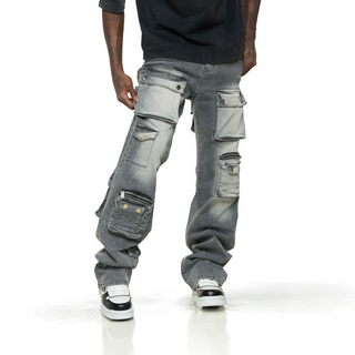 PHEELINGS HEAVY THOUGHTS CARGO BAGGY DENIM (CHARCOAL GREY WASH)