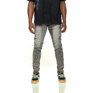 PHEELINGS LOVE IS PAIN EMBOSSED SKINNY DENIM (CHARCOAL GREY/SAND)