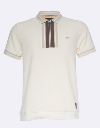 A TIZIANO Easton | Quilted Jacquard Knit Polo (Creme)