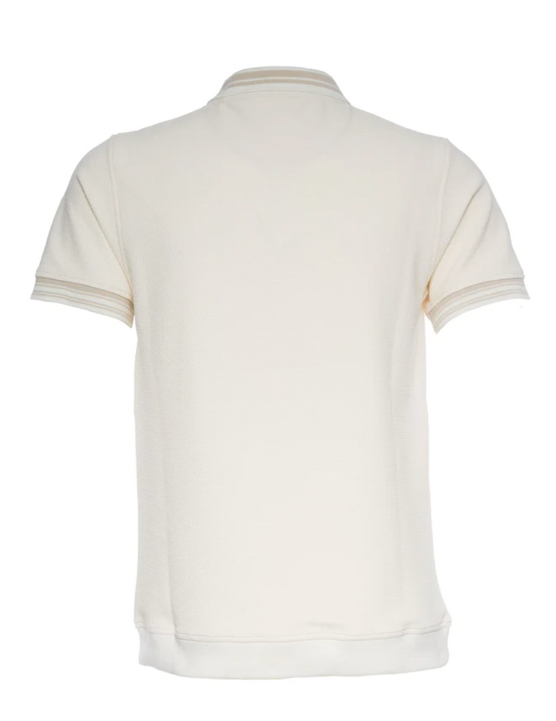 A TIZIANO Easton | Quilted Jacquard Knit Polo (Creme)